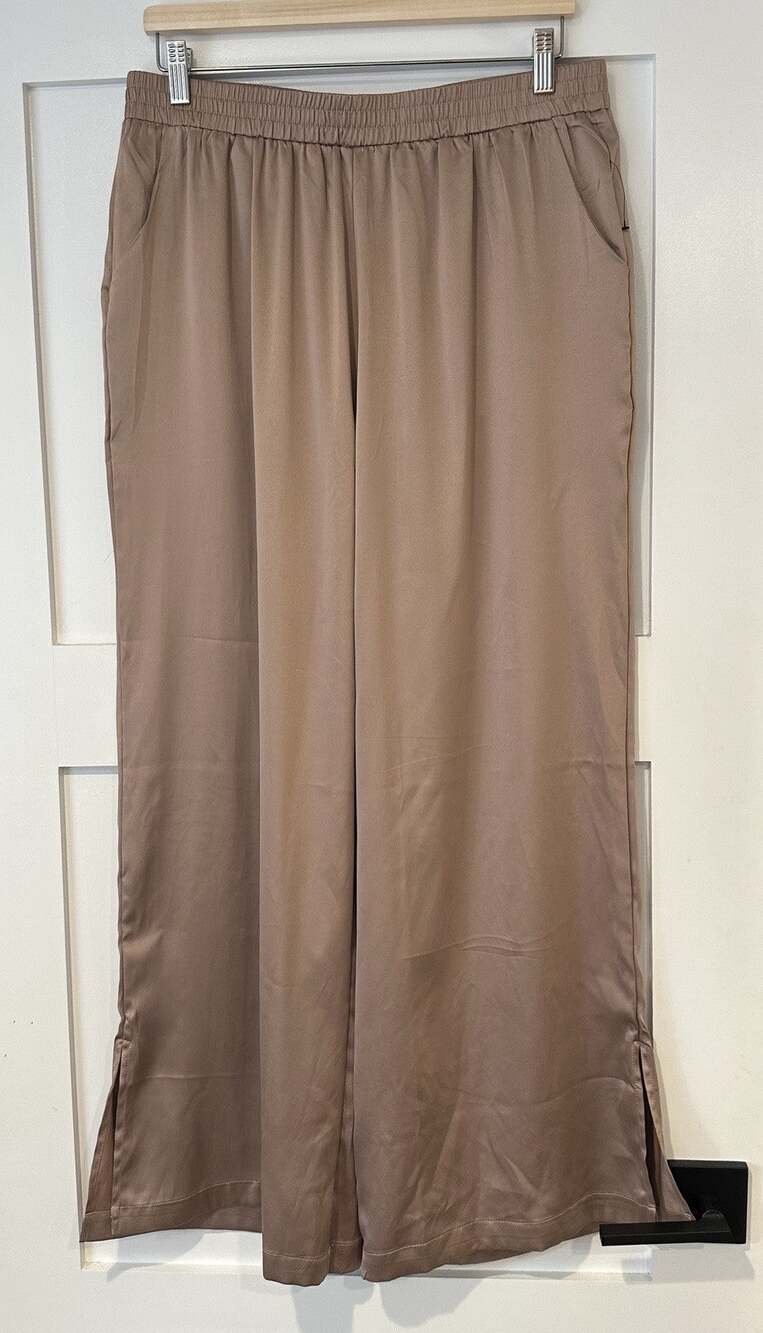 Jason Wu Satin Wide Leg Mauve Pink High Rise Women Pull On Pants Size L Pajama